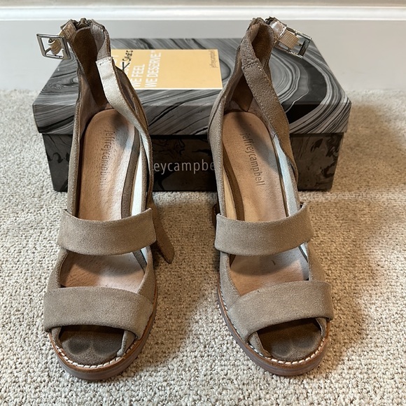 Jeffrey Campbell taupe, suede wedges - Picture 2 of 4